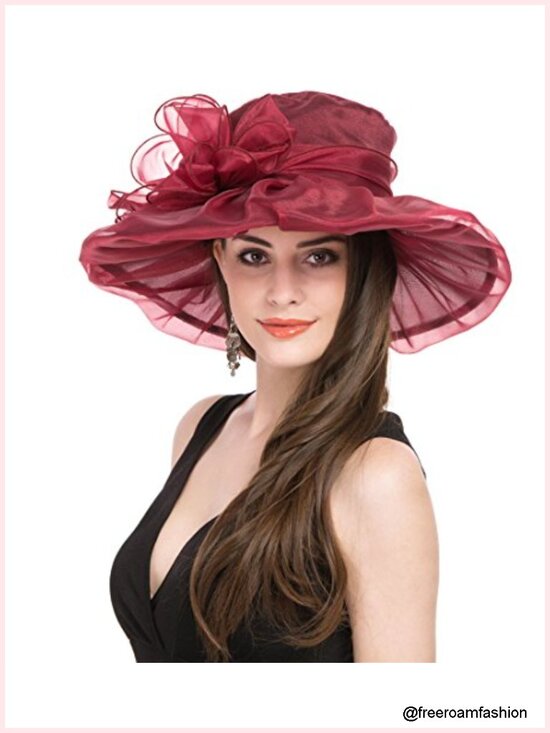 Organza Wide Brim Derby Fascinator Church Wedding Hat main image 4